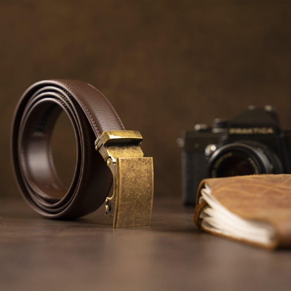 Класичний шкіряний ремінь для чоловіків Vintage 20706 Чорний