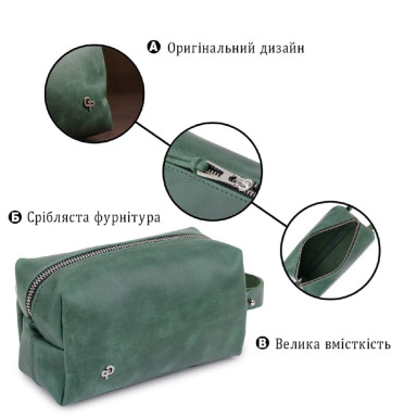 Кожаная косметичка унисекс GRANDE PELLE 11572 Зеленый