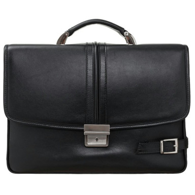 Briefcase leather CANPEL soft 1575-101 black smooth