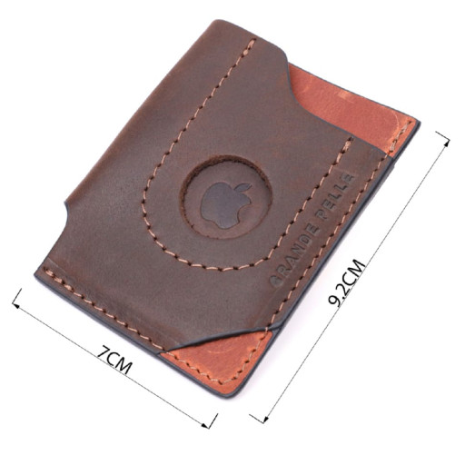 Оригинальный картхолдер с держателем для Apple AirTag из натуральной кожи GRANDE PELLE 11609 Коричневый