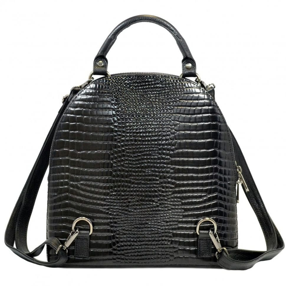 Шкіряний рюкзак Desisan 6001-633 чорний дрібний кроко