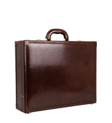 Small Leather Attaché Case Briefcase - The House of Mirth - Brown color - Time Resistance 5238701