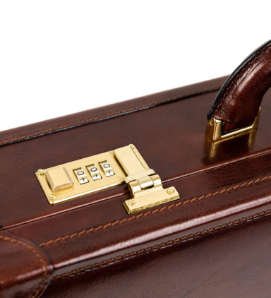 Small Leather Attaché Case Briefcase - The House of Mirth - Brown color - Time Resistance 5238701