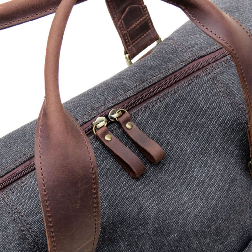 Дорожня спортивна сумка TARWA RCg-0320-4lx із сірого канвасу та шкіри