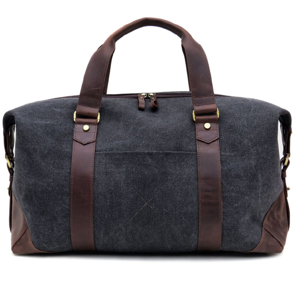 Дорожня спортивна сумка TARWA RCg-0320-4lx із сірого канвасу та шкіри