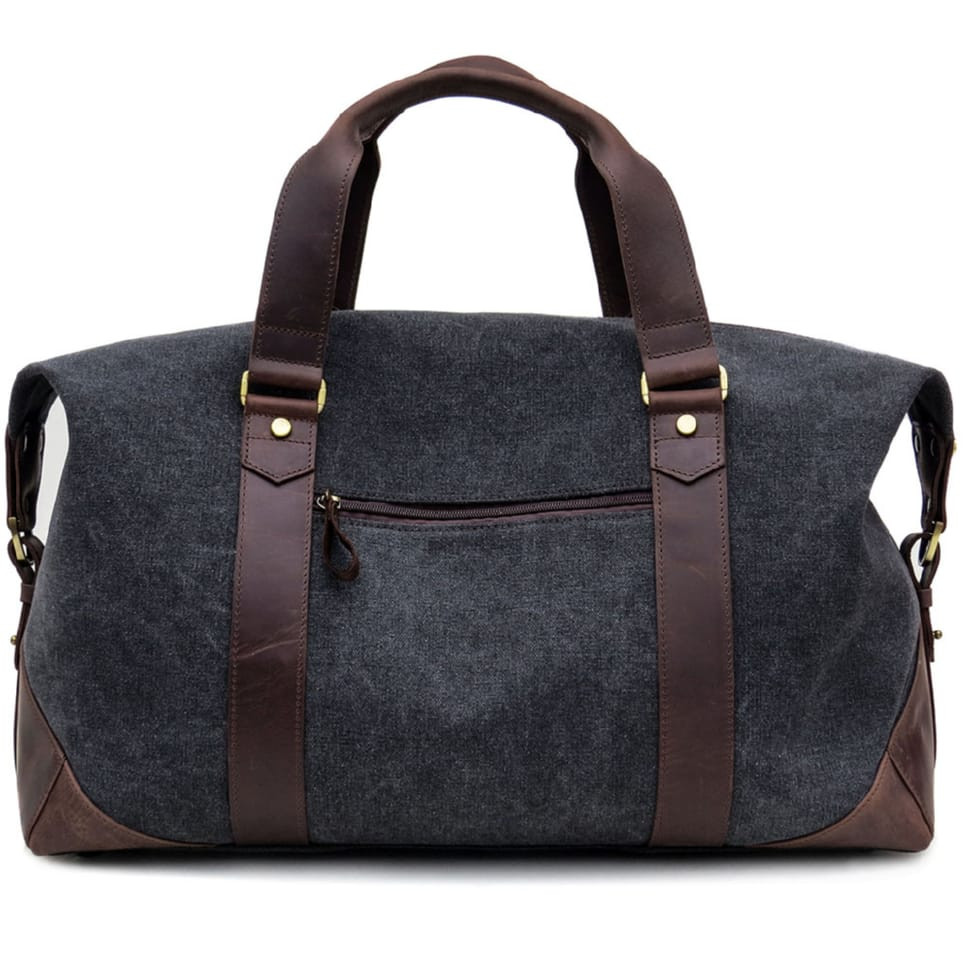 Дорожня спортивна сумка TARWA RCg-0320-4lx із сірого канвасу та шкіри