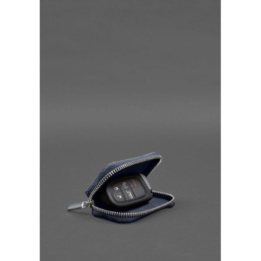 Шкіряний чохол для автомобільного ключа синій краст