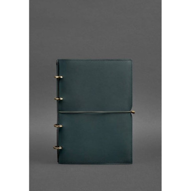 Leather notebook A4 on rings (soft-book) 9.0 soft cover green Crust