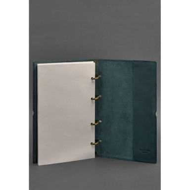 Leather notebook A4 on rings (soft-book) 9.0 soft cover green Crust