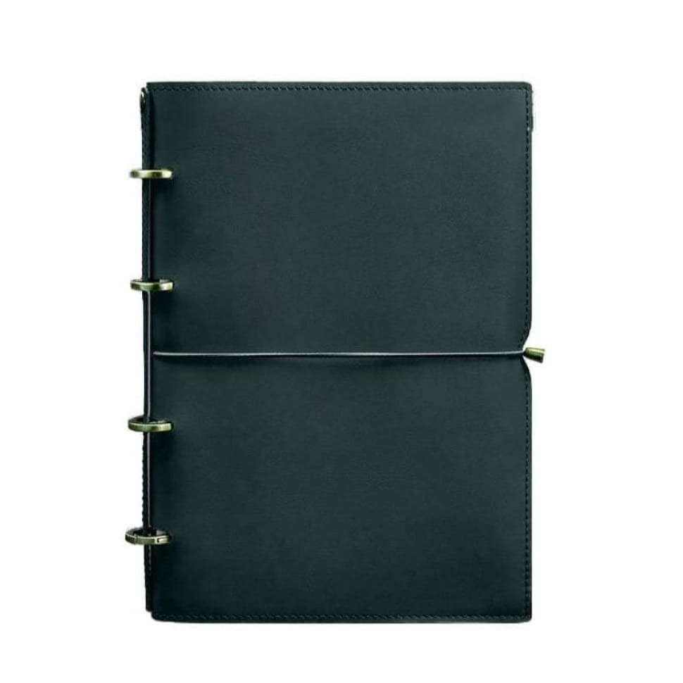 Шкіряний блокнот А4 на кільцях (софт-бук) 9.0 в м'якій обкладинці зелений Краст