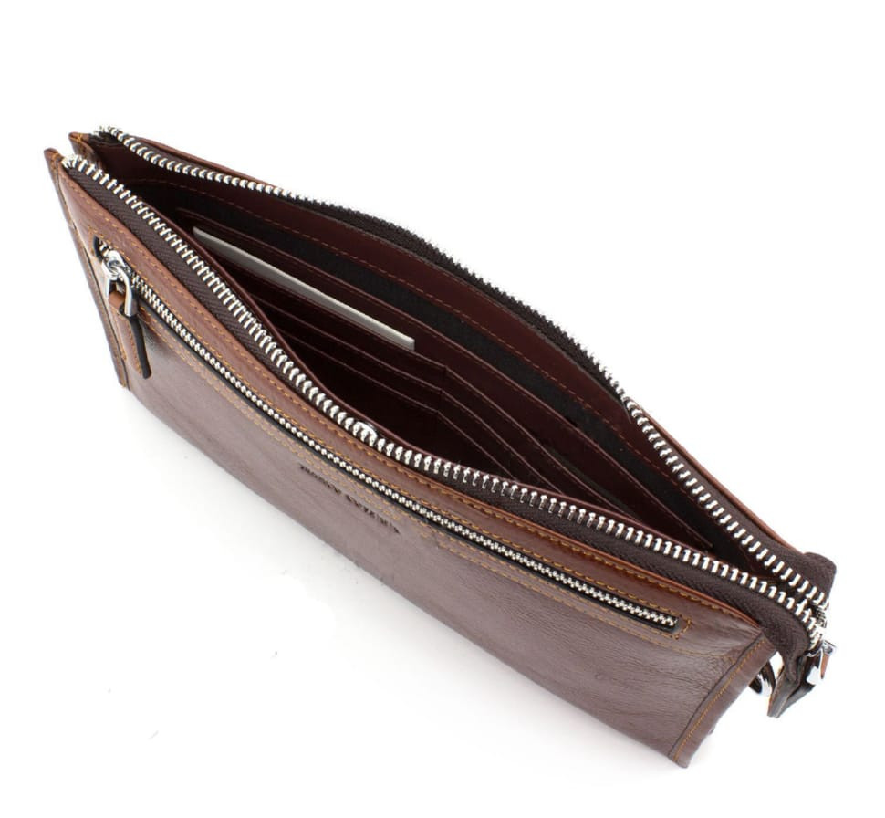 Великий чоловічий шкіряний клатч коричневого кольору Marco Coverna 8519-3-brown
