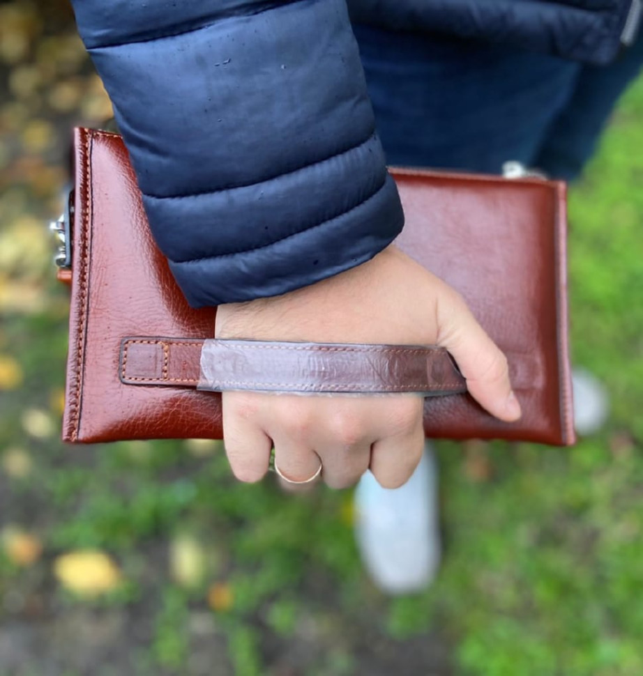 Великий чоловічий шкіряний клатч коричневого кольору Marco Coverna 8519-3-brown