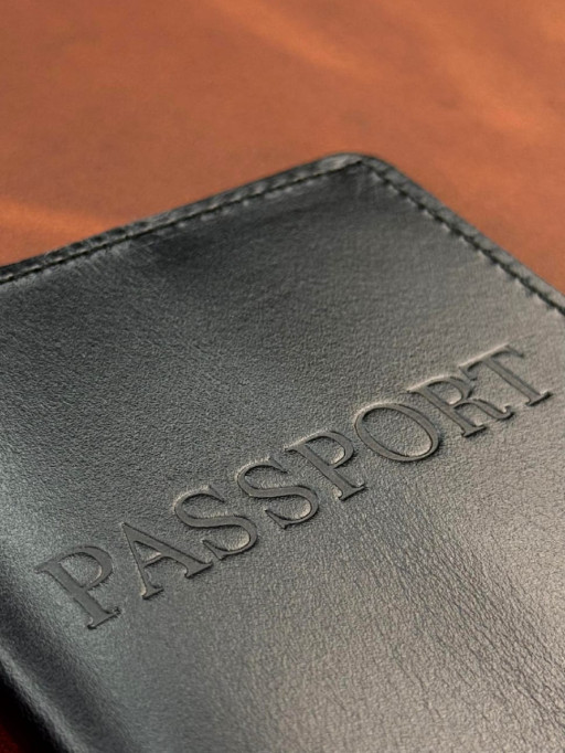 Passport cover made of genuine smooth leather SR008 (black)
