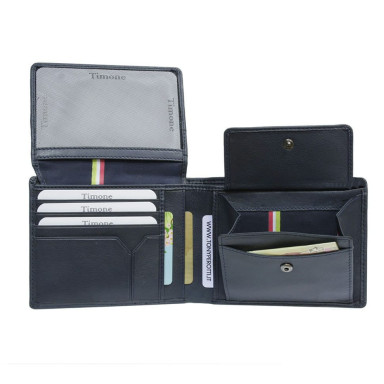 Leather wallet Timone intrecciato 12012 navy blue