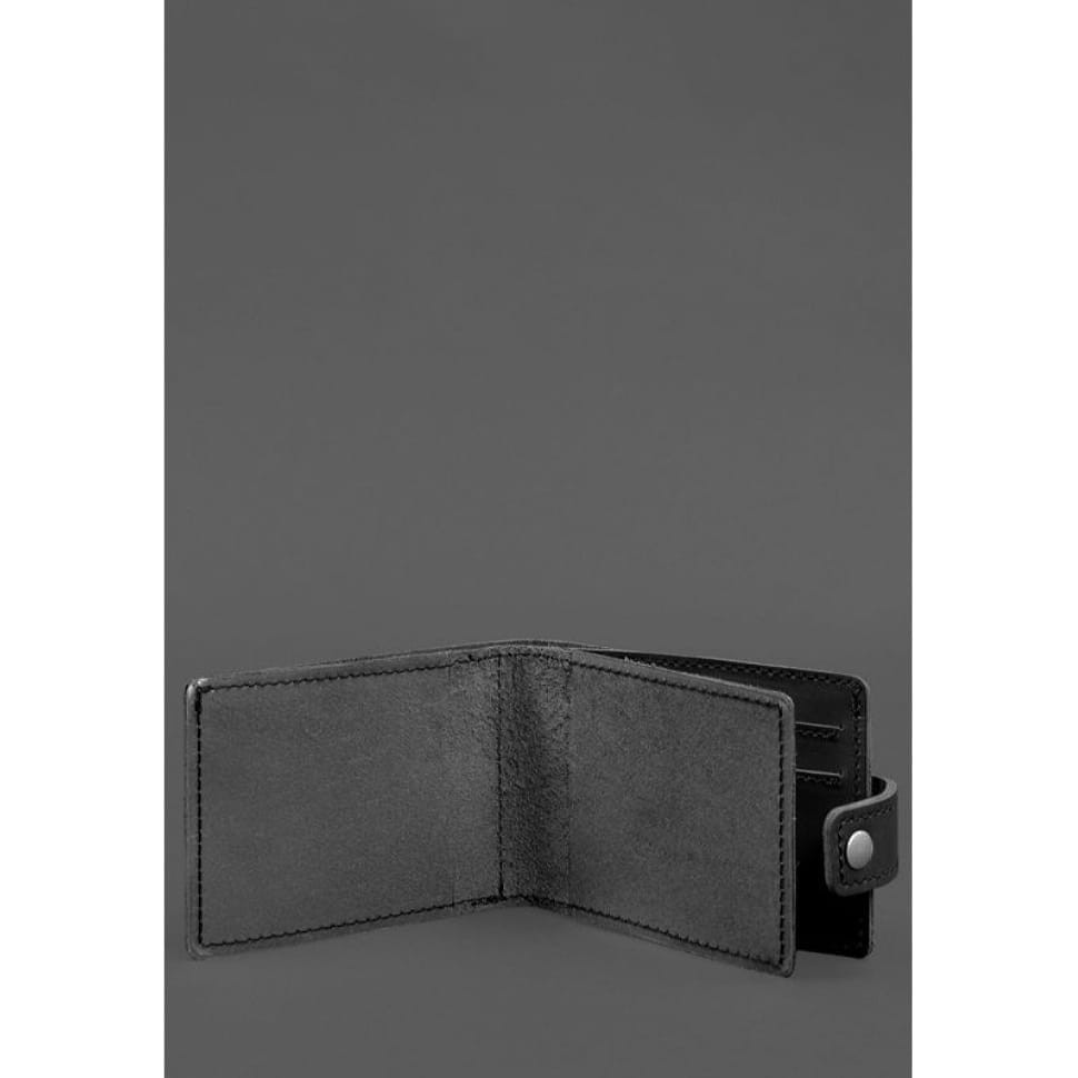 Leather wallet-cover for ID card of combat participant (UBD cardboard document) Black
