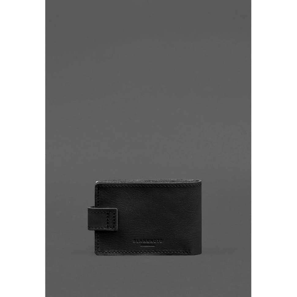 Leather wallet-cover for ID card of combat participant (UBD cardboard document) Black