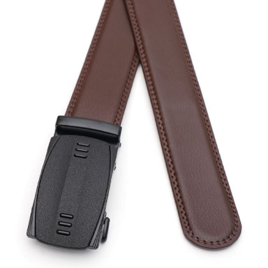 Кожаный мужской ремень с пряжкой автомат V1GKX33-brown