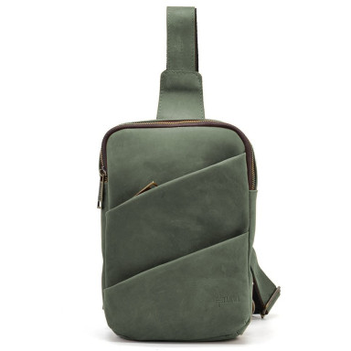 Sling backpack with one harness RE-0604-3md TARWA green crazy horse  