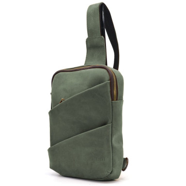 Sling backpack with one harness RE-0604-3md TARWA green crazy horse  