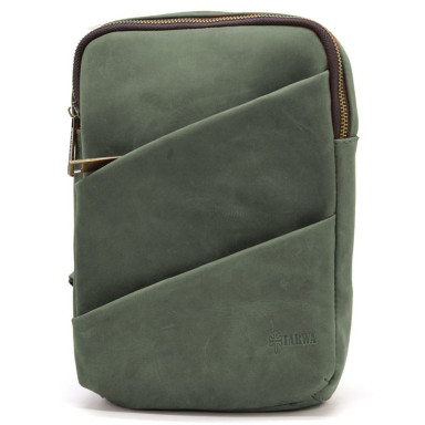 Sling backpack with one harness RE-0604-3md TARWA green crazy horse  