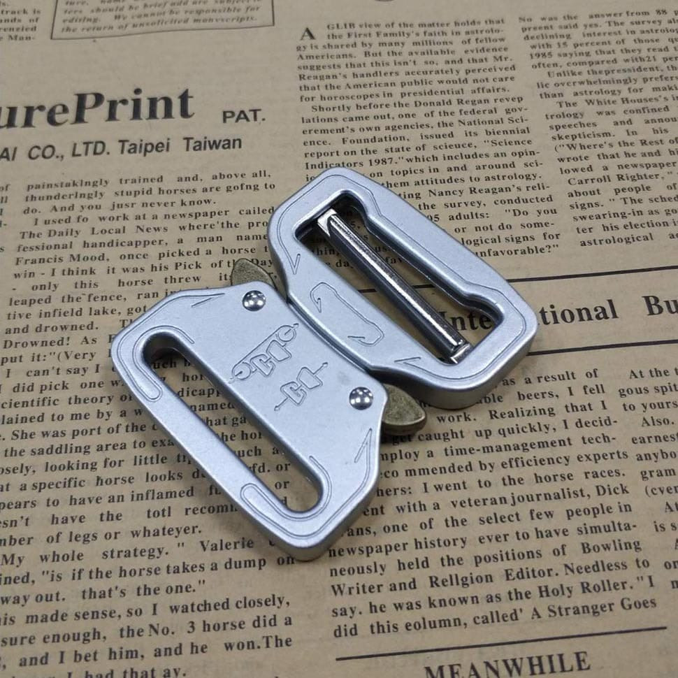 Фастекс металевий типу Кобра 38мм, тактичний замок, засувка металева срібляста