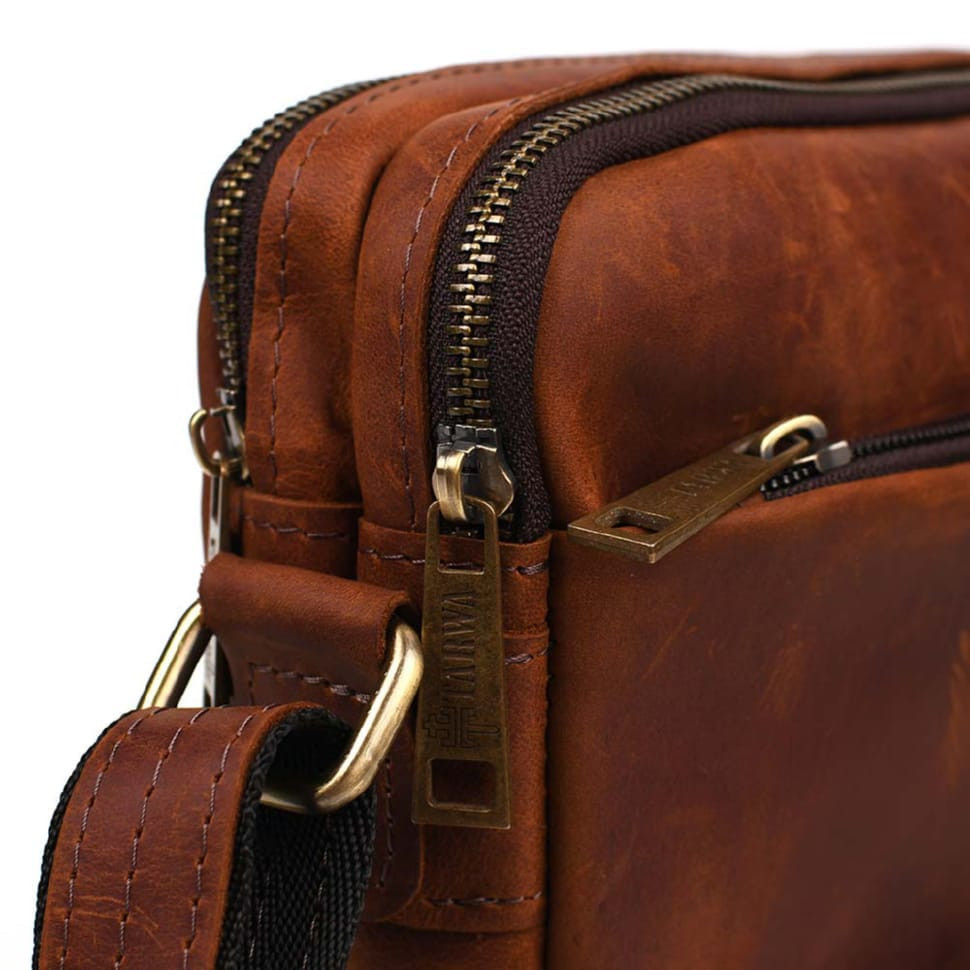 Leather shoulder bag with two compartments RB-0745-3md TARWA cognac