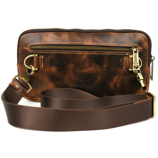 Кожаная поясная сумка TARWA на карабинах RYv-1819-4lx