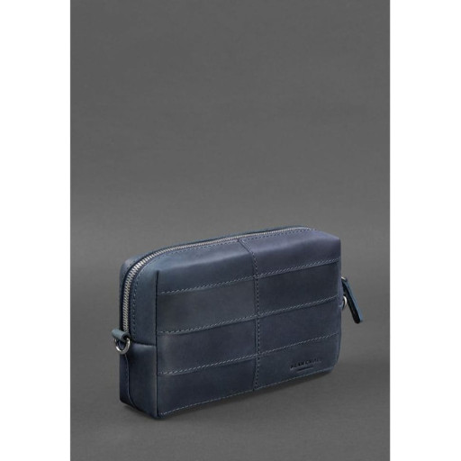 Шкіряна косметичка-несесер 3.1 Темно-синя Crazy Horse