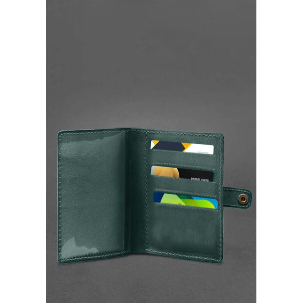 Leather cover-purse for military ID 15.0 green