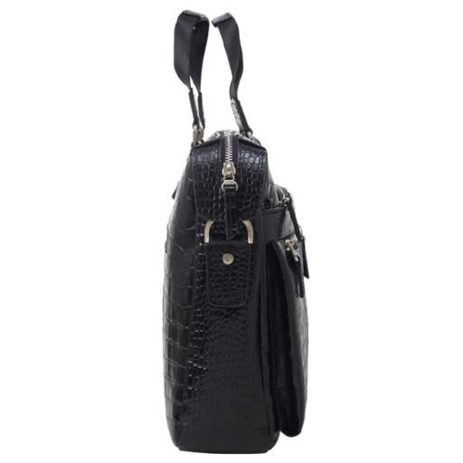 М'який портфель шкіра BOND 1366-356 чорний кроко