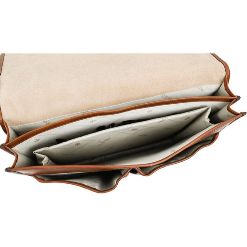 Leather Briefcase, Satchel Bag - The Time Machine - Cognac Matte Brown