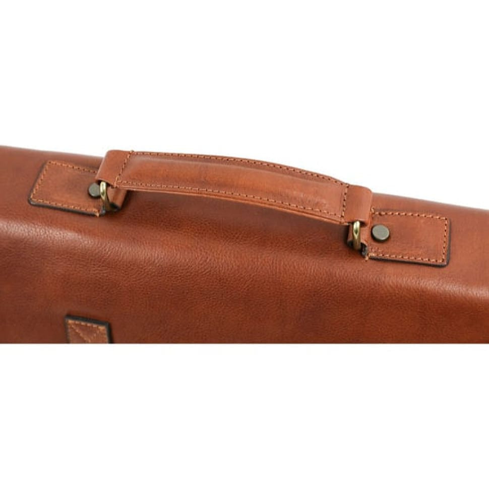 Leather Briefcase, Satchel Bag - The Time Machine - Cognac Matte Brown