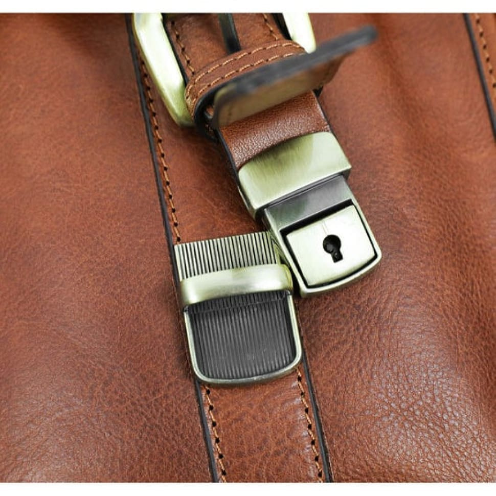 Leather Briefcase, Satchel Bag - The Time Machine - Cognac Matte Brown