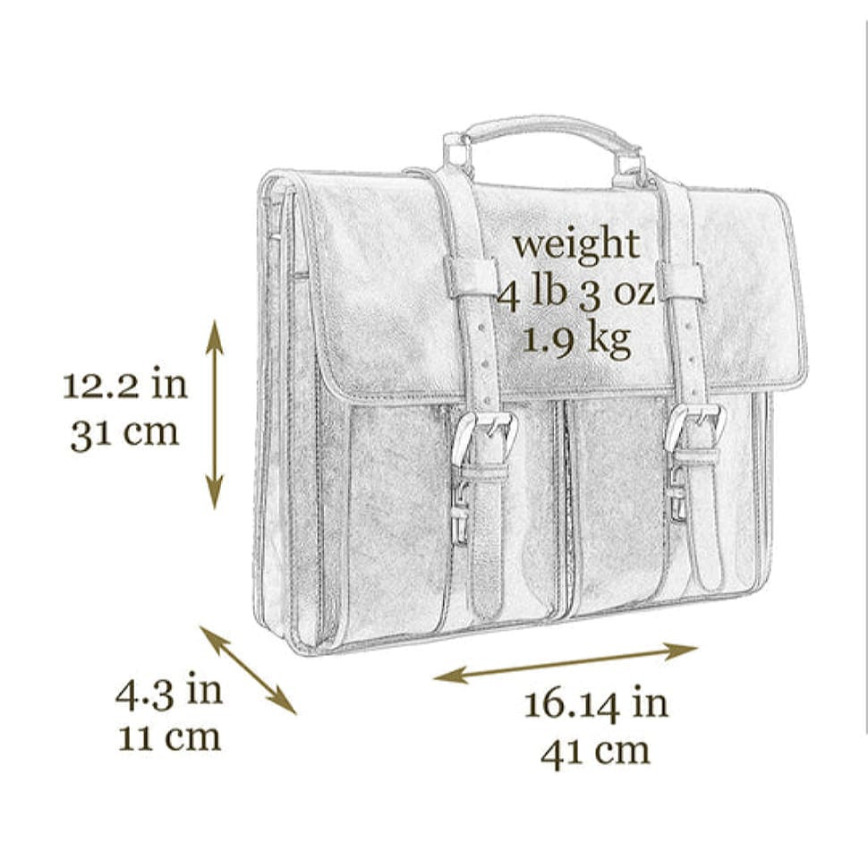 Leather Briefcase, Satchel Bag - The Time Machine - Cognac Matte Brown