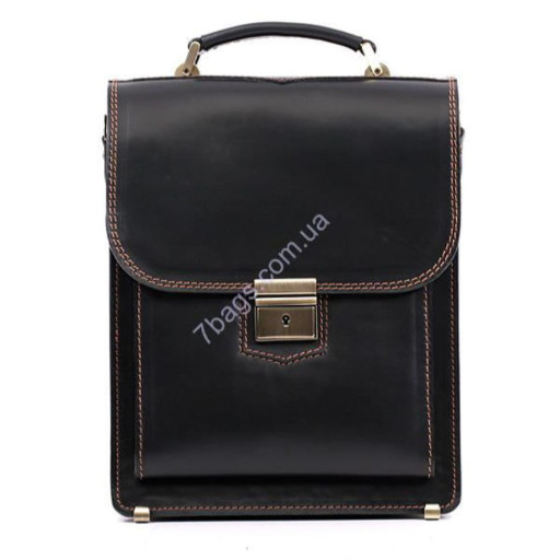 Чорний шкіряний портфель-планшет Manufatto для ділових чоловіків