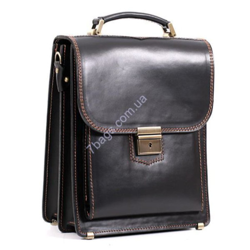 Чорний шкіряний портфель-планшет Manufatto для ділових чоловіків