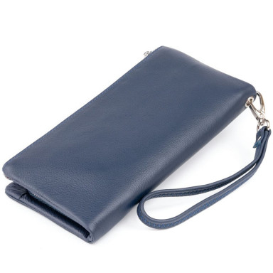 Кошелек-клатч из кожи с карманом для мобильного ST Leather 19309 Темно-синий