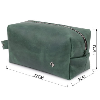 Кожаная косметичка унисекс GRANDE PELLE 11573 Зеленый