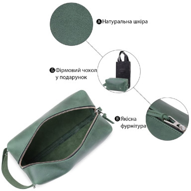 Кожаная косметичка унисекс GRANDE PELLE 11573 Зеленый