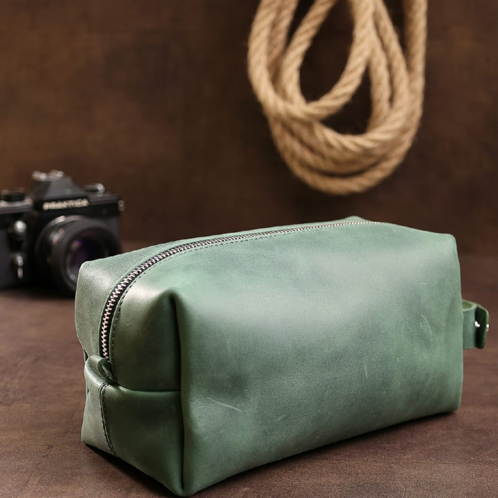 Кожаная косметичка унисекс GRANDE PELLE 11573 Зеленый