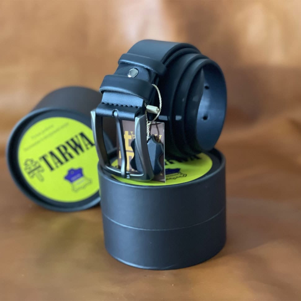 Шкіряний чорний ремінь гладкий TARWA A14077-02 ширина 40мм