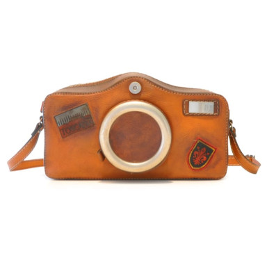 Pratesi BCO444 - Photocamera Bruce Cross Body Bag в шкіряній шкірі Bruce Cognac