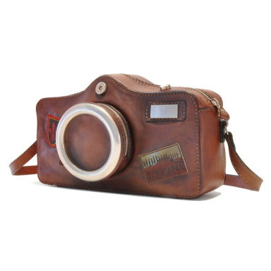 Pratesi BCO444 - Photocamera Bruce Cross Body Bag в шкіряній шкірі Bruce Cognac
