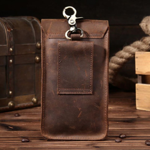 Напоясний шкіряна сумка-чохол, колір коричневий, Bexhill bx3977