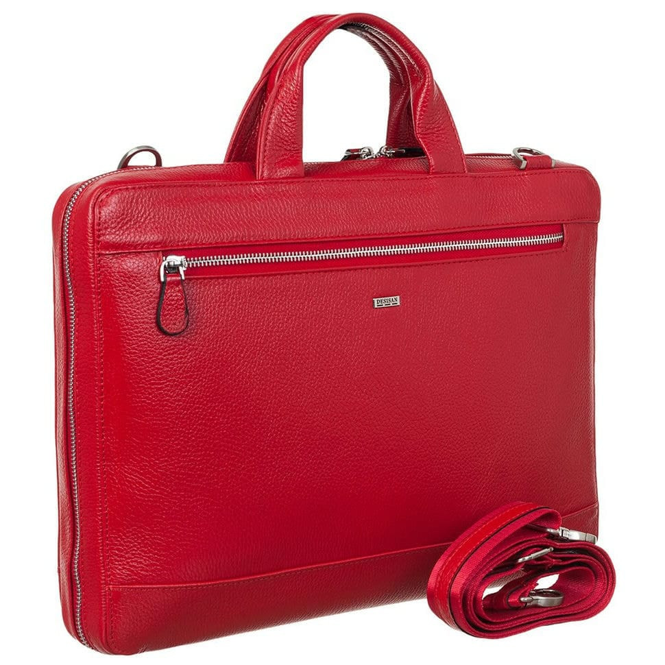 Портфель шкіра Desisan 1347-04 червоний флотар