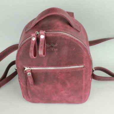 Groove S Leather Backpack Burgundy Vintage