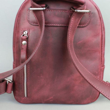 Groove S Leather Backpack Burgundy Vintage