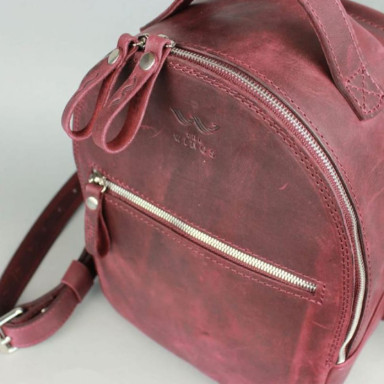 Groove S Leather Backpack Burgundy Vintage