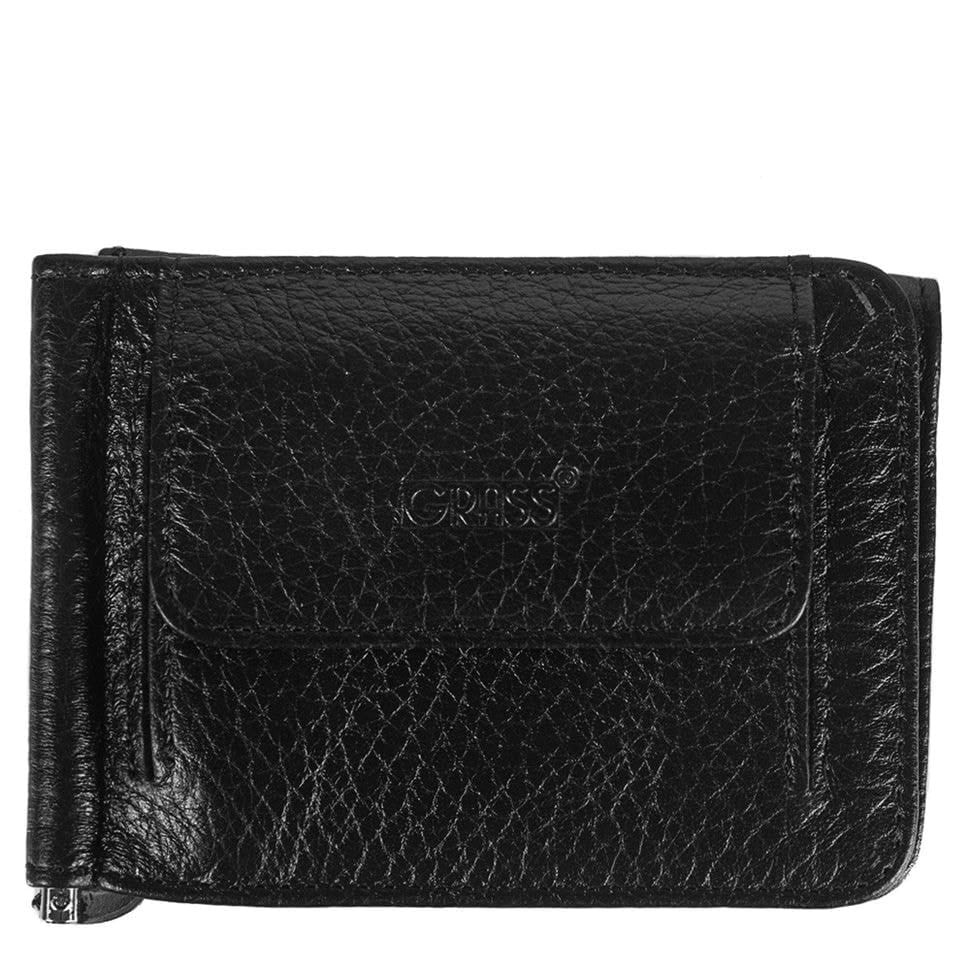 Кредитниця із затиском шкіряна GRASS 533-8 чорний флотар