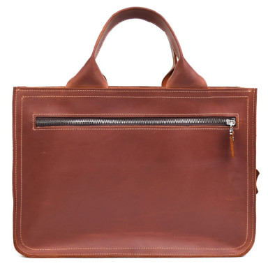 Leather briefcase bag for documents laptop LIMARY lim-380RB cognac